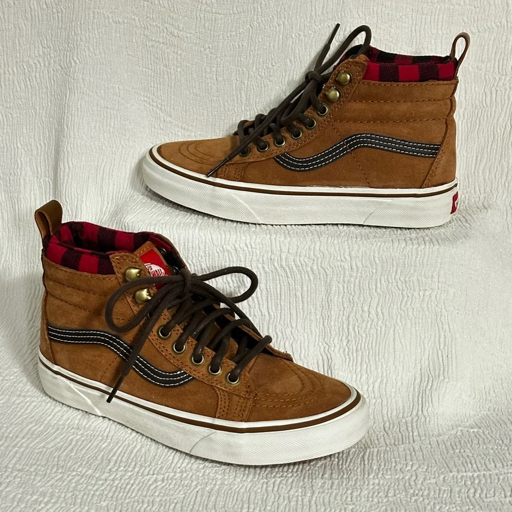 🪵🪓🏔️ Vans Sk8-Hi MTE Glazed Ginger Suede/Leather w/ Buffalo Plaid Lining New 🔥